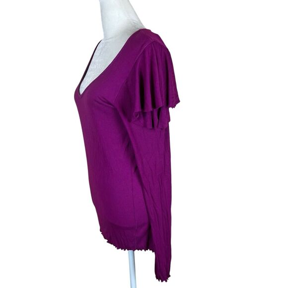 Free People Berry On Rewind Layering Top L Ruffle Sleeve Detail - Picture 4 of 7